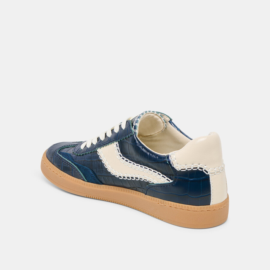 sneakers con cuciture in pelle goffrata ink croco