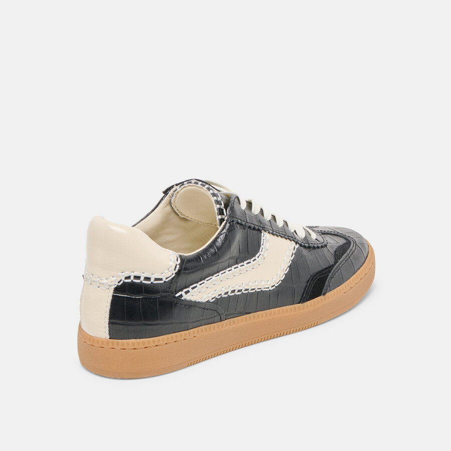 sneakers notice stitch in pelle goffrata noir croco