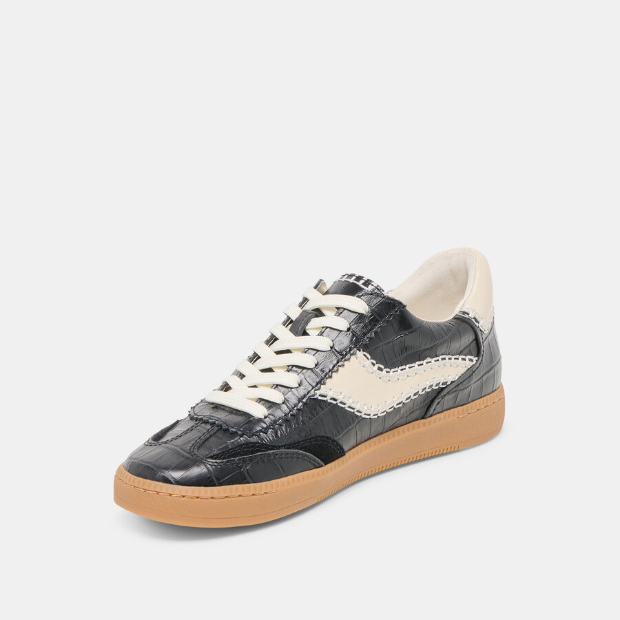 sneakers notice stitch in pelle goffrata noir croco