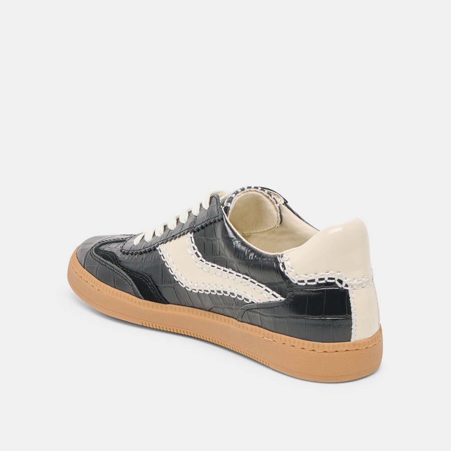 sneakers notice stitch in pelle goffrata noir croco