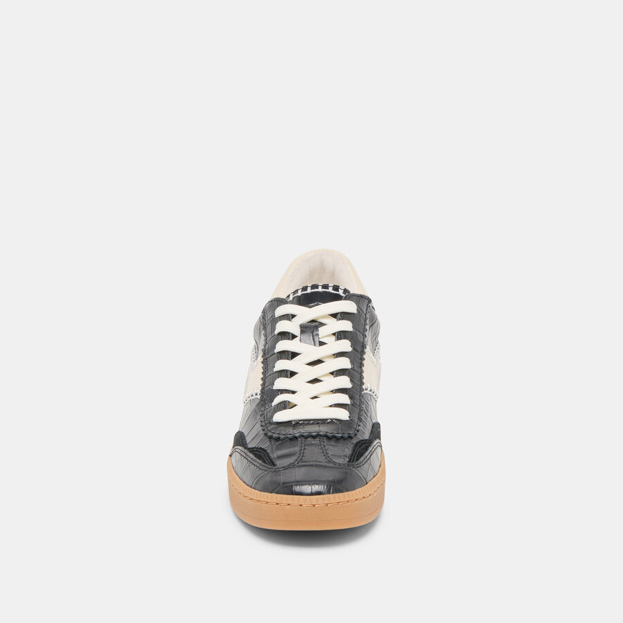 sneakers notice stitch in pelle goffrata noir croco