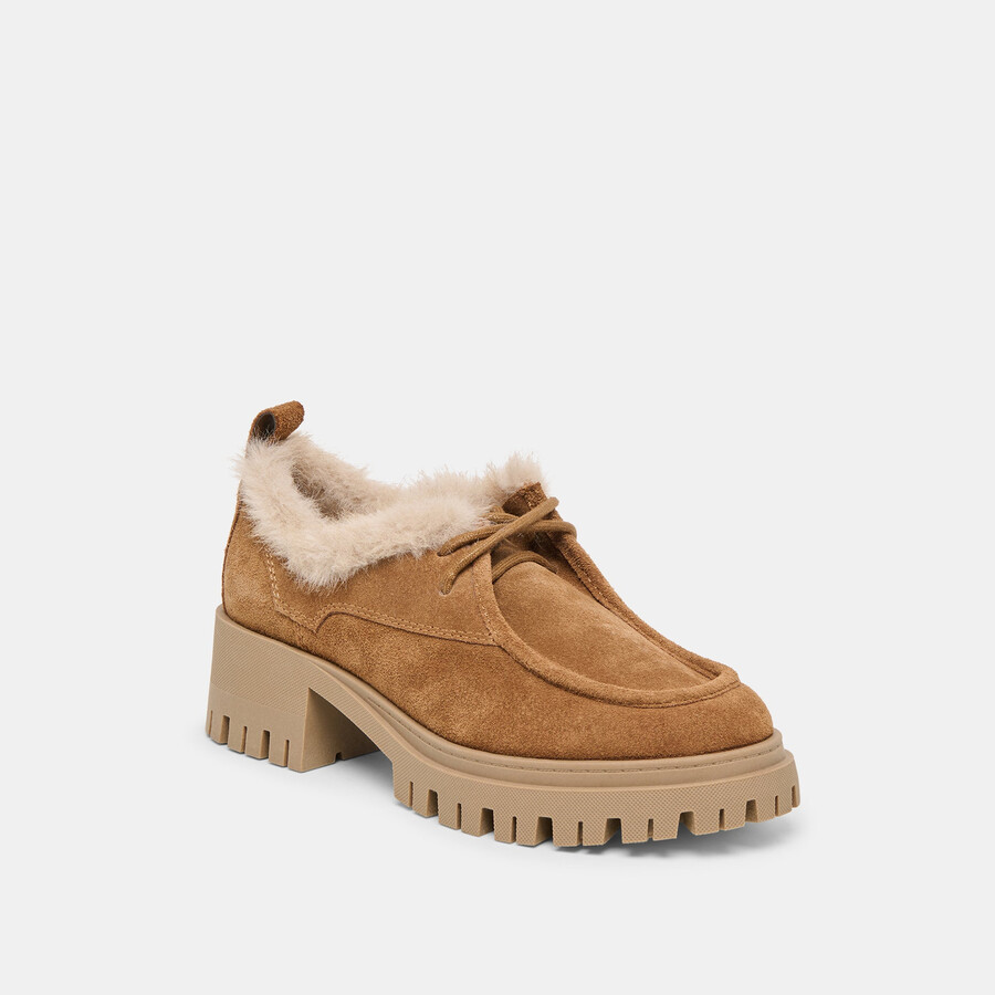 mocassini milza plush in pelle scamosciata marrone chiaro