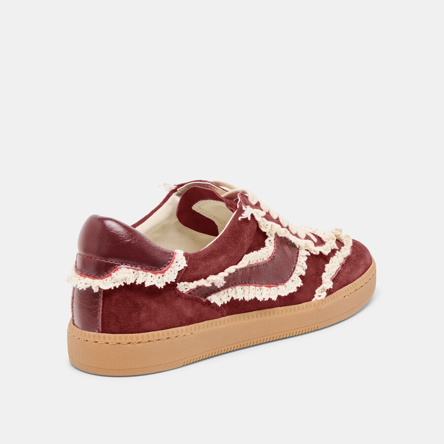 avviso sneakers con lacci in pelle scamosciata color sangue di bue