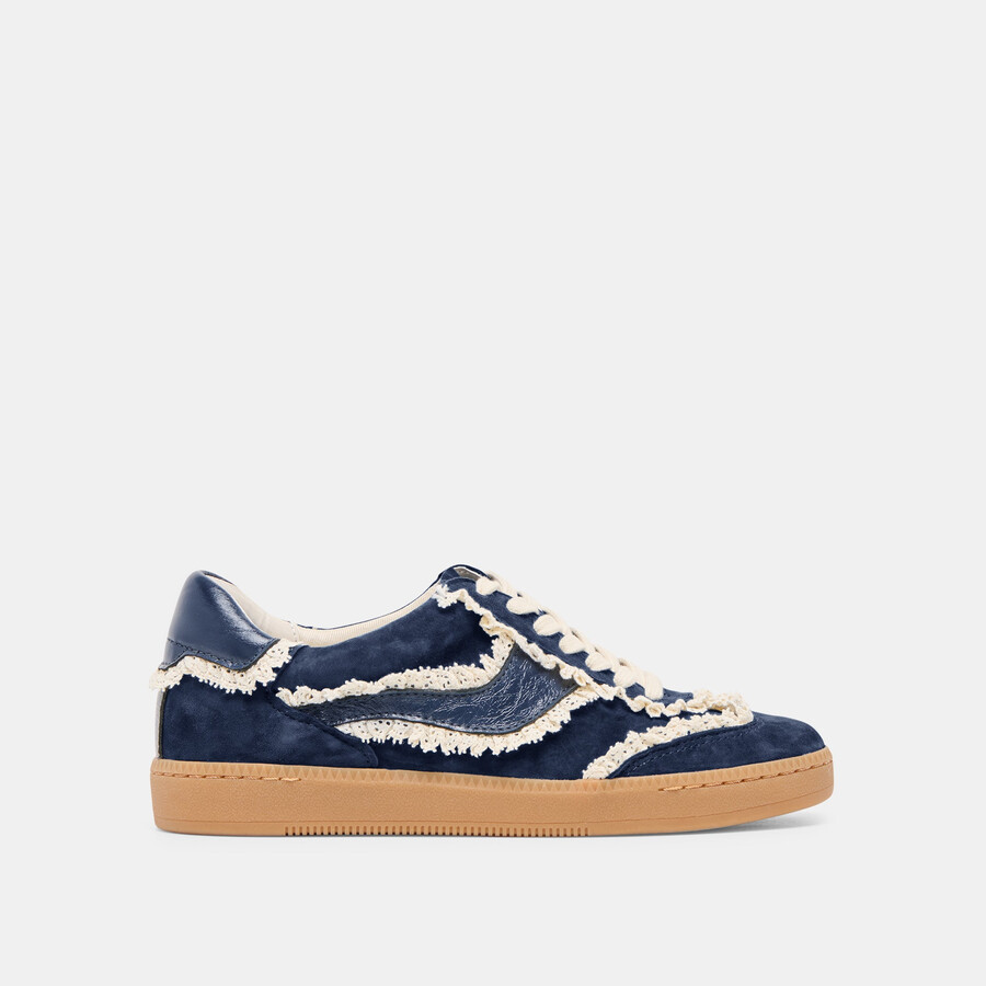 avviso sneakers in pizzo scamosciato blu navy