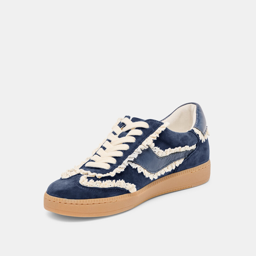 avviso sneakers in pizzo scamosciato blu navy