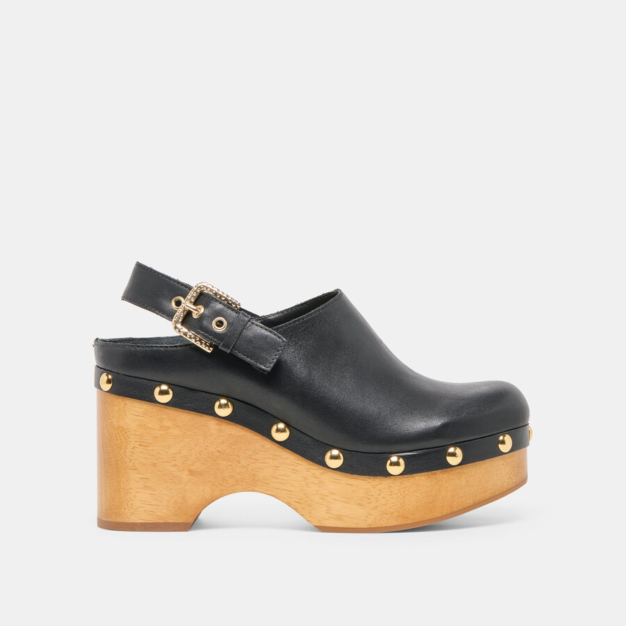 zoccoli adelan in pelle nera